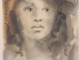 an image of a painting of a woman with a hat on