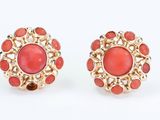 a pair of coral and gold earrings