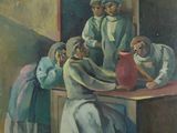 une image d'un tableau représentant un groupe de personnes assises autour d'une table