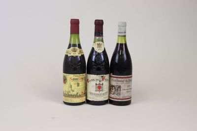 three bottles of wine sitting next to each other on a white surface