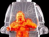 a lego figure that is sitting in a clear box