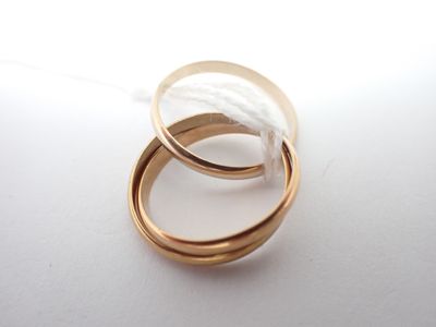 Bague 3 anneaux liés en or, poids 5,5 gr, TDD 52 - Photo 1