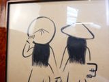 a picture of a drawing of two people talking on the phone