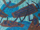 une image représentant un tableau d'un poisson bleu et marron