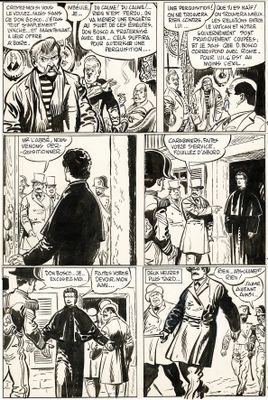 une bande dessinée en noir et blanc représentant un homme en costume en train de parler à une femme