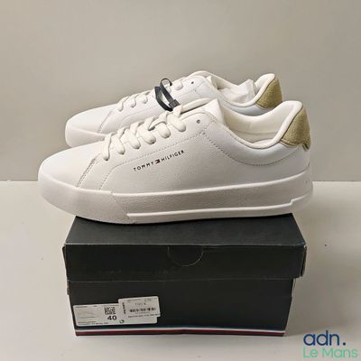 baskets basses en cuir blanc Tommy Hilfiger