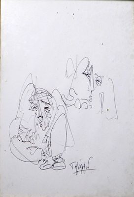 Thierry MIRAMON (1965-2019) Etude de personnages, dessin au …