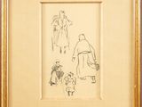 dessin représentant un homme et une femme avec un chien et un chat