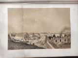 an old picture of a view of a town from the top of a hill