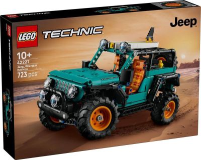 Jeep Lego Techie avec jantes et pneus orange, dans sa boîte