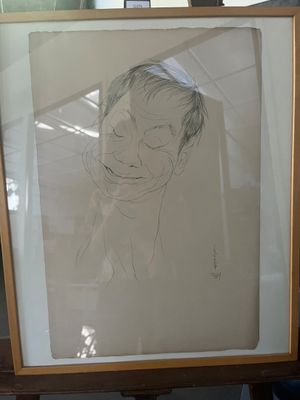 une image représentant le dessin d'un homme les yeux fermés