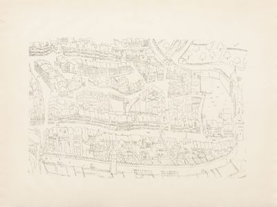 a drawing of a map of a city with a lot of buildings