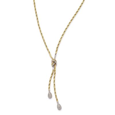 a gold and diamond necklace on a white background