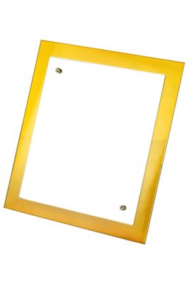 a picture of a yellow picture frame on a white background