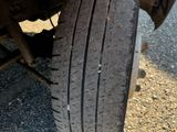 a close up of a tire on a truck