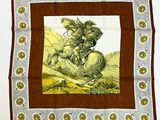 bandeau avec l'image d'un homme à cheval sur fond marron