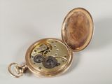 an image of a pocket watch with a gold case on a white surface