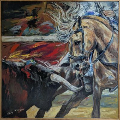 Albert PROUX (né en 1943) Taureau et picador