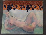 a painting of a nude woman laying on the ground