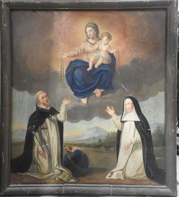 an image of a painting of a woman holding a baby and a nun holding a child