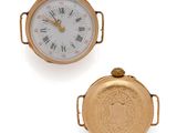two gold pocket watches with roman numerals and roman numerals