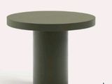 a round table with a black top on a white background