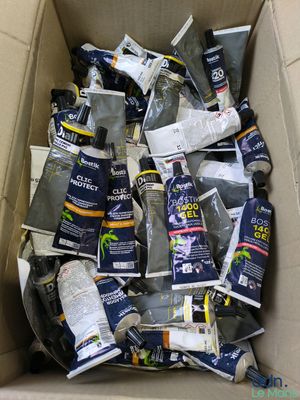 a cardboard box filled with various types of food
