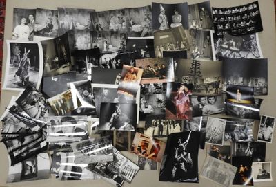 several black and white photos of a bunch of people on a refrigerator