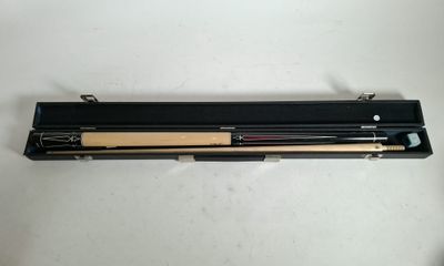two pens and a pencil in a case on a table