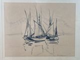 three boats that are sitting in the water