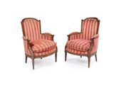 pair of louis xvi style armchairs with upholstered upholstered arms