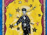 un tableau représentant une femme en costume, avec des étoiles sur la tête