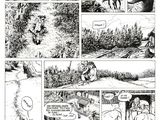 une image en noir et blanc tirée d'une bande dessinée, représentant un homme à cheval