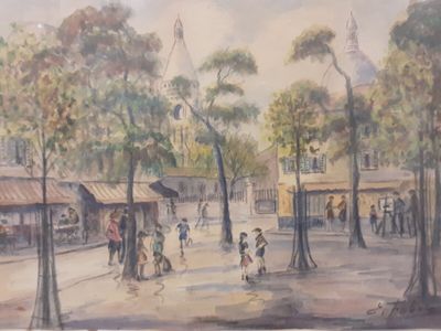 Edouard FEBVRE (1885-1967) : "place du Tertre à Montmartre".