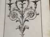 an old book with a drawing of a chandelier on it