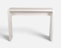 Console de forme rectangulaire en bois laqué blanc.