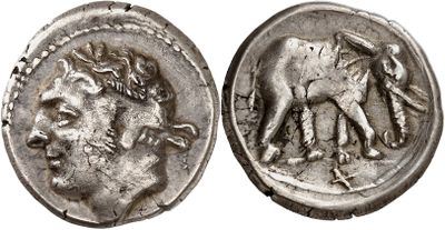 an image of a silver coin with an image of a man and a horse