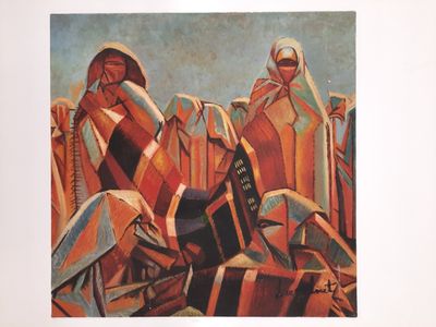 une image d'une peinture représentant un groupe de personnes dans un champ