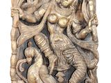 an image of a sculpture of a woman and a man on a horse