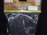 a close up of a black plastic disc on a black background