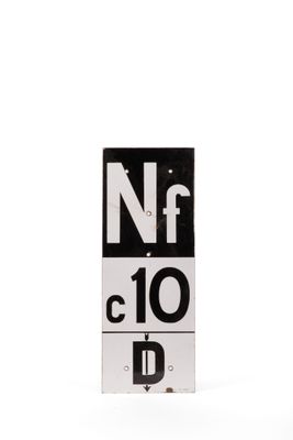 a black and white street sign with the letter nf on it