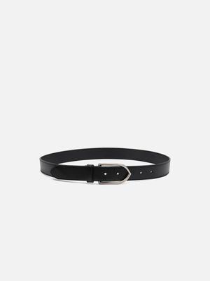 a close up of a black belt on a white background