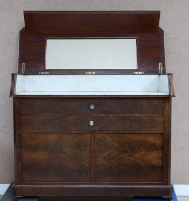 Coiffeuse de forme rectangulaire en acajou et placage d'acaj…