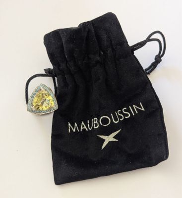 un gros plan d'un sac sur lequel est posé un anneau