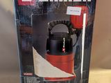an image of a box with a red and black blower inside of it