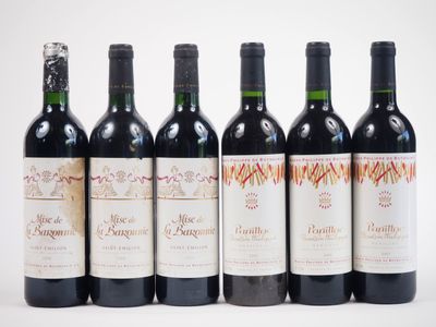 six bouteilles de vin sont alignées dans une rangée