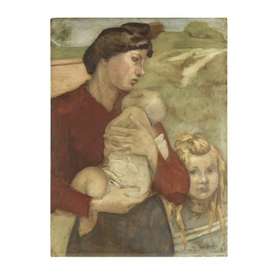 an image of a painting of a woman holding a baby in her arms