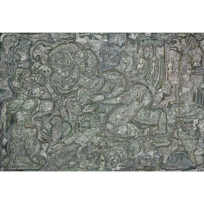 une image représentant un mur de pierre orné de sculptures