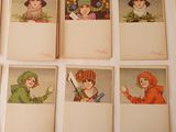 many pictures of women in hats and hats on the wall