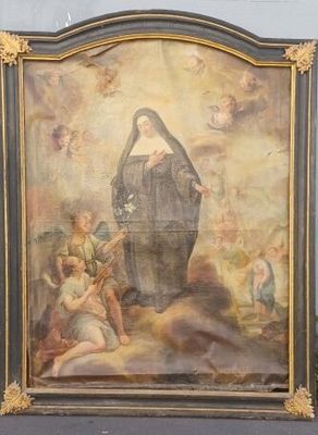 une image d'un tableau représentant une femme tenant un enfant sur ses genoux